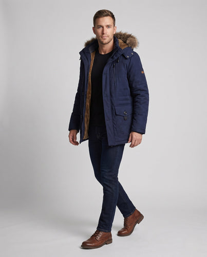 Herren-Parka mit Teddyfutter und Kapuze aus Kunstfell Drune