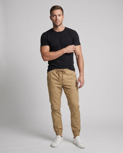Herren Slim Fit Chino Jogger mit elastischem Bund und Kordelzug Drune
