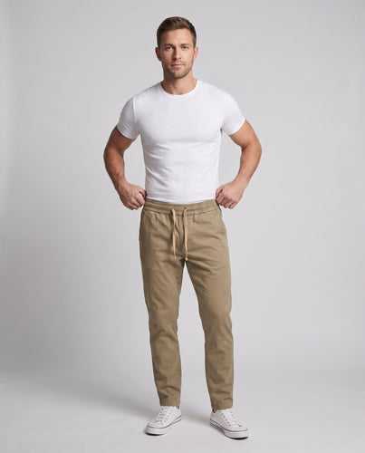 Herren Tapered Chino Jogger mit elastischem Bund und Kordelzug Drune