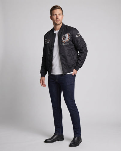Männer Sportliche Bomberjacke mit Aufwendigen Stickdetails Drune