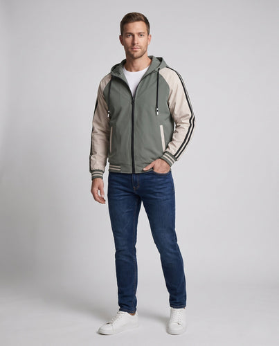 Herren Sportliche Kapuzenjacke mit Farbblockdesign Drune