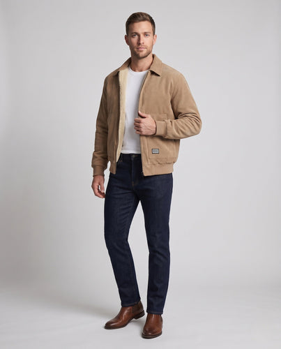 Herren gesteppte Jacke mit hohem Kragen und Fleece-Futter Drune