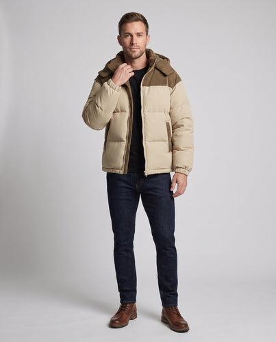 Herren Warme Pufferjacke mit Kapuze und Steppdesign Drune