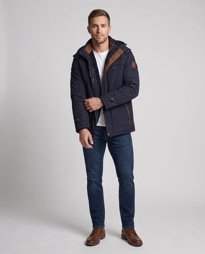 Herren Wetterfeste Outdoorjacke mit abnehmbarer Kapuze Drune