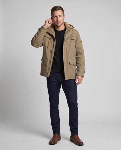 Herren Winterjacke mit Kunstfellkragen Drune