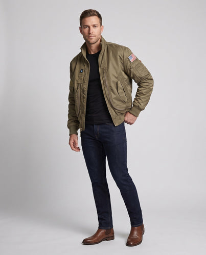 Herren Modische Pilotjacke mit Taschen Drune
