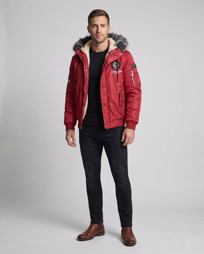 Herren Modische Winterjacke mit Kunstfell-Futter Drune