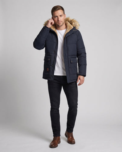 Herren Winterjacke mit Kunstfell-Futter Drune