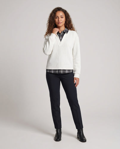 Damen Komfortabler Pullover mit integriertem Hemd Drune
