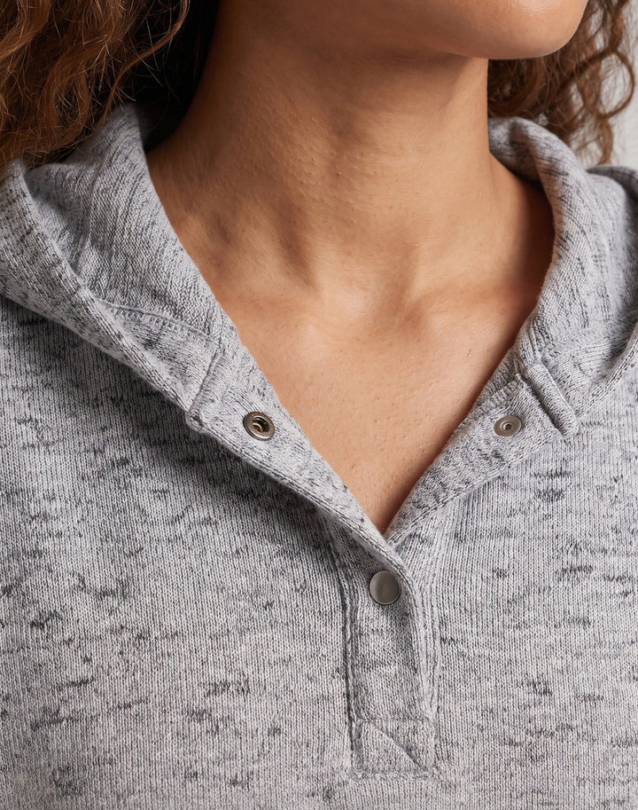 Damen Lässige Kapuzensweatshirt mit Knopfdetails Drune