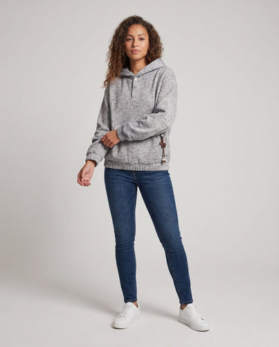 Damen Lässige Kapuzensweatshirt mit Knopfdetails Drune