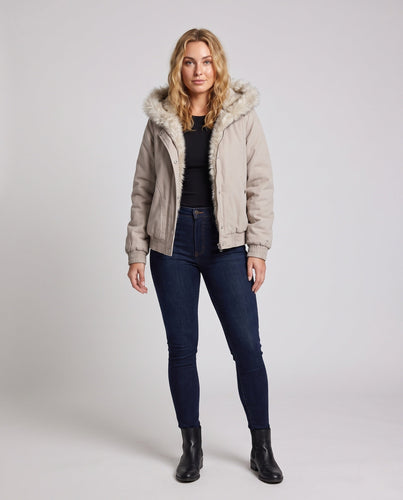 Damen Modische Kapuzenjacke mit Fleecefutter Drune