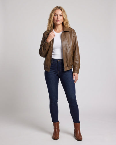 Damen Modische Kunstlederjacke Drune 1788322039