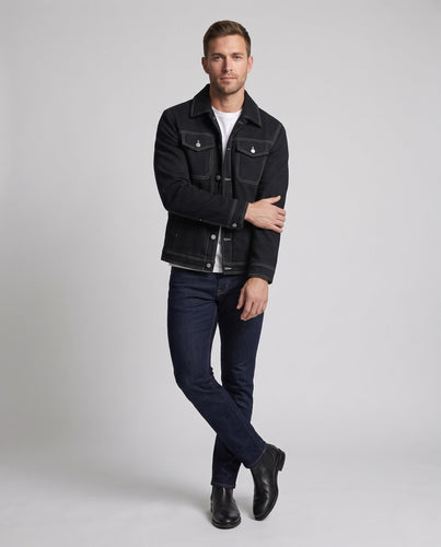 Herren Denimjacke mit Stehkragen und praktischen Taschen Drune