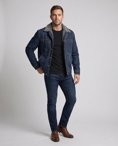 Herren Denimjacke mit Teddyfellfutter Drune