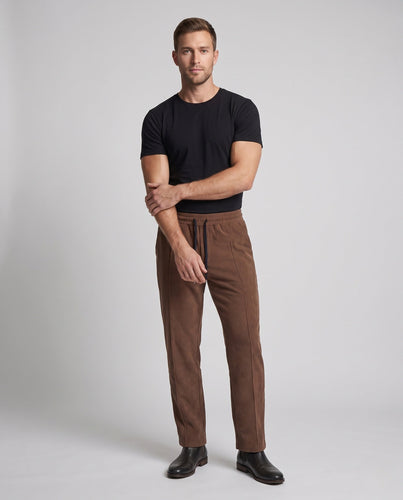 Herren gerade geschnittene Freizeitpant mit elastischem Bund, Kordelzug & 3D-Cut drune