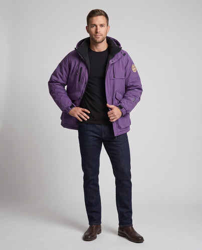 Herren Isolierte Utility Parka Jacke mit Kapuze, Wasserabweisendes Außengewebe & Mehrere Taschen drune
