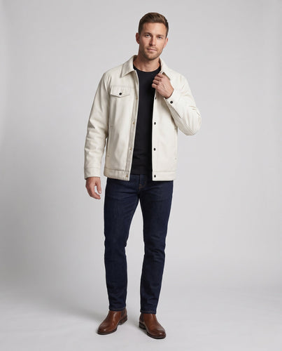 Herren kariertes gesteppte Overshirt-Jacke mit thermischem Futter, Druckknopfverschluss und Brusttaschen drune