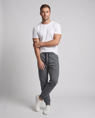 Herren konische Performance Jogginghose aus funktionellem Fleece mit elastischem Bund, Kordelzug und Reißverschluss-Taschen drune