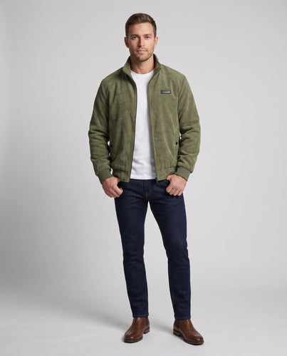 Herren Cordura Sherpa Übergangsjacke mit Stehkragen, wärmendem Teddyfutter & Reißverschluss drune