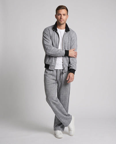 Herren Oversized Bomberjacke mit Reißverschluss & lockeren Kordelzug Jogginghosen drune