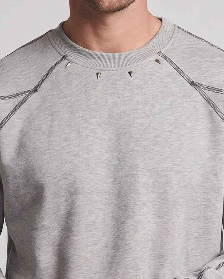 Herren Oversize Sweatshirt mit Kontrastnähten, Raglanärmeln und Rippbündchen drune