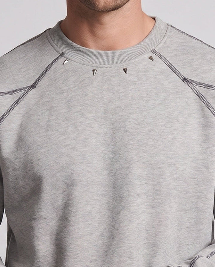 Herren Oversize Sweatshirt mit Kontrastnähten, Raglanärmeln und Rippbündchen drune