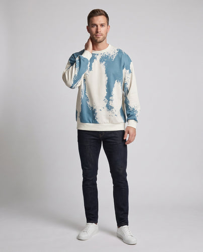 Herren Oversize Sweatshirt mit künstlerischem Sprühdruck & geripptem Saum drune