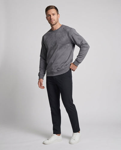 Herren Oversize Sweatshirt mit Thermofleece-Innenfutter und Rundhalsausschnitt drune