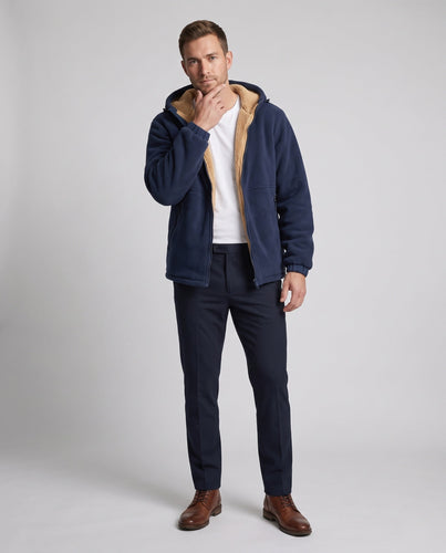 Herren Thermo-Fleece-Hoodiejacke mit Teddyfutter, Kapuze und winddichter Außenlage Drune