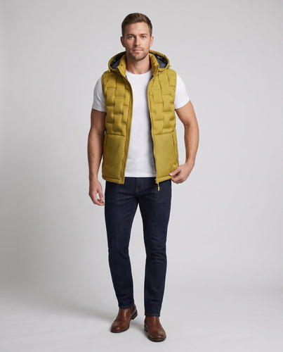 Herren Ultraleichte gesteppte Thermoweste mit Kapuze, Packfunktion & windabweisender Oberfläche Drune