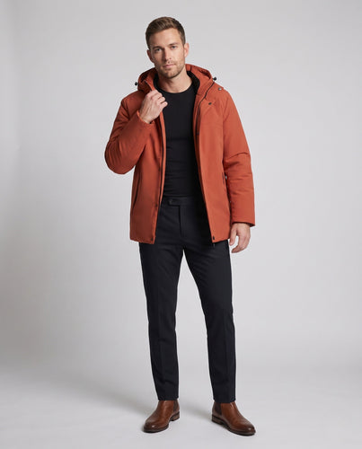 Herren Wasserdichte Stepp-Übergangsjacke mit Kapuze, Thermofutter und Stehkragen Drune