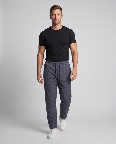 Herren wattierte Thermo-Jogginghose mit gesteppter Oberfläche, elastischem Kordelbund & Reißverschlusstaschen Drune