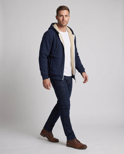 Herren Kuschelige Fleecejacke mit Kapuze Drune