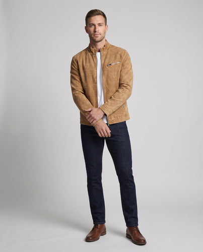 Herren Modische Jeansjacke mit Stehkragen Drune