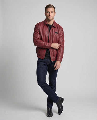 Herren Modische Kunstlederjacke mit komfortabler Passform Drune