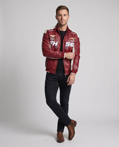 Herren Modische Kunstlederjacke mit praktischen Details Drune