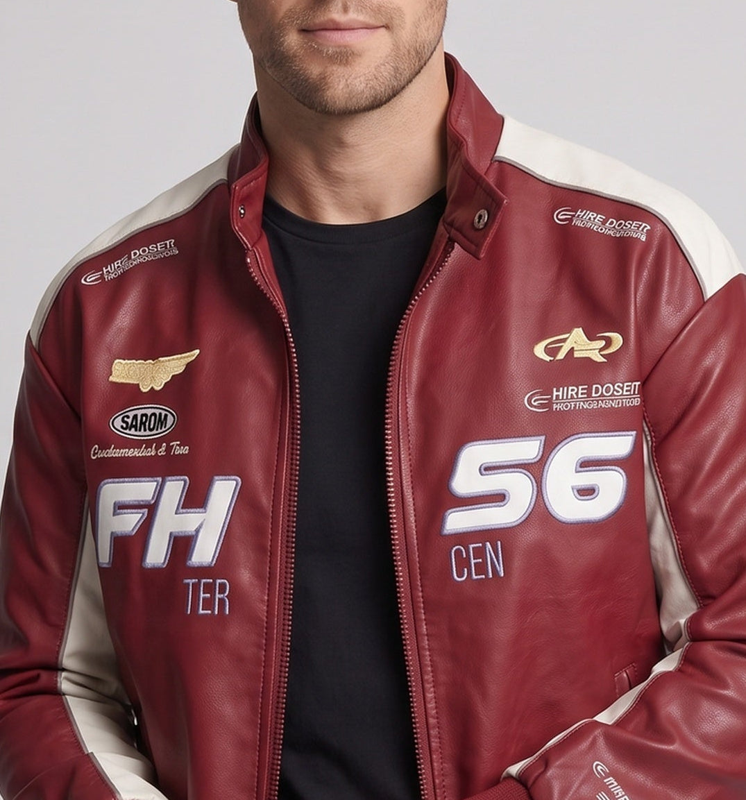 Herren Modische Kunstlederjacke mit praktischen Details Drune