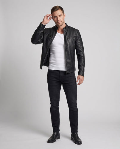 Herren Modische Kunstlederjacke mit Steppdetails Drune 1788322149