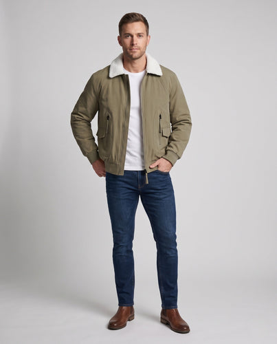 Herren Modische Übergangsjacke mit Fleece-Kragen Drune