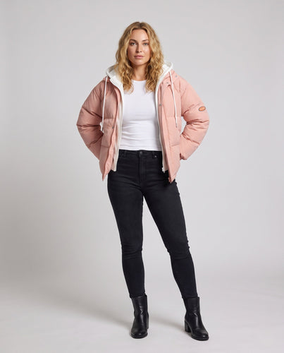 Damen Modische Steppjacke mit Kapuze Drune