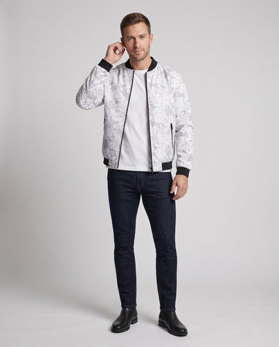 Herren Elegante Bomberjacke mit floralem Muster Drune