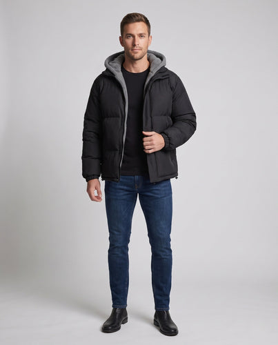Herren Kuschelige Steppjacke mit Kapuze Drune