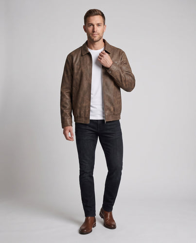 Herren Lässige Lederjacke Drune
