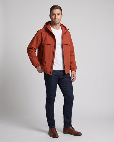 Herren Leichte Funktionsjacke mit verstellbarem Kapuzenkragen Drune