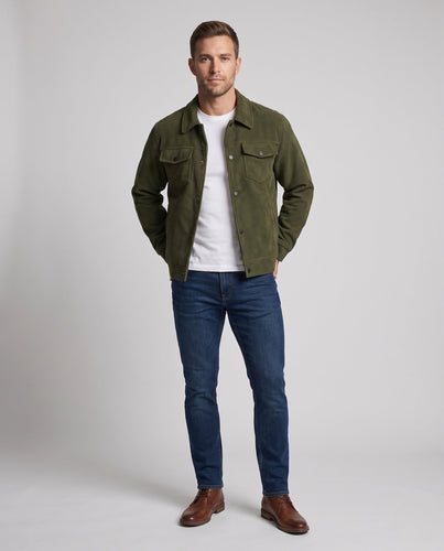 Herren Modische Cordjacke mit fleecegefüttertem Innenleben Drune