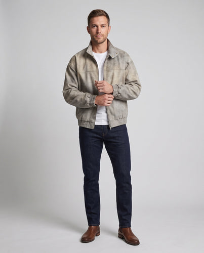 Herren Modische Kunstlederjacke mit Fleecefutter Drune