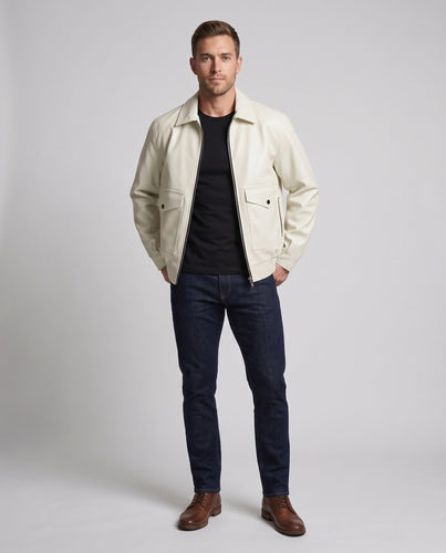 Herren Modische Kunstlederjacke mit praktischen Taschen Drune