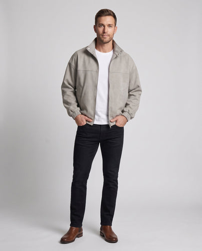 Herren Oversize-Veloursjacke mit Stehkragen, Zwei-Wege-Reißverschluss & elastischem Saum Drune