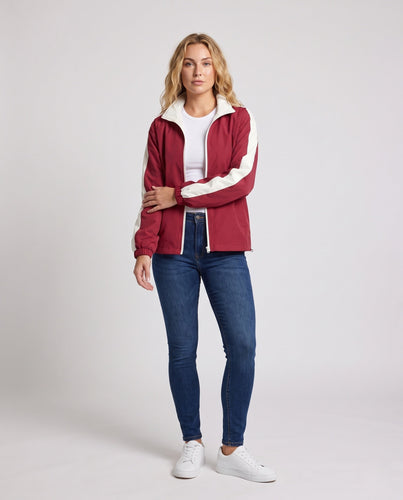 Unisex Wende-Übergrößen-Windbreaker mit Stehkragen, Kontrastdetails und Kordelzugsaum Drune
